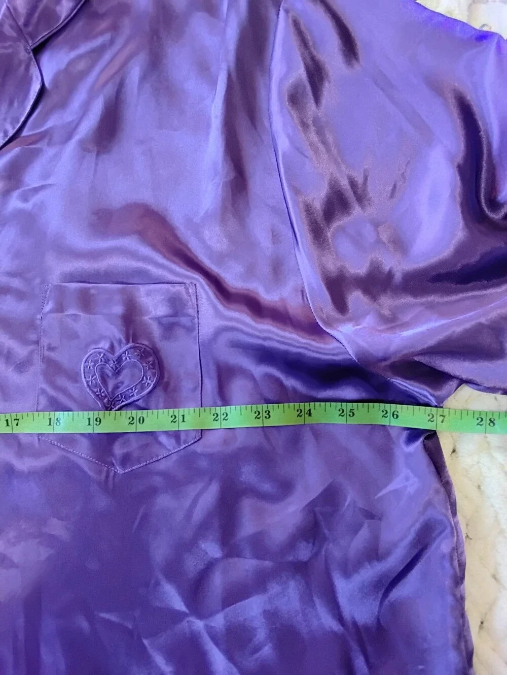 Shadowline Elegant Purple Satin Button Front Chest Pocket Sleep Shirt Size 2X